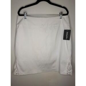 Jessica Riley White Crochet Lace Trim Mini Skirt Plus Size 1X New With Tags